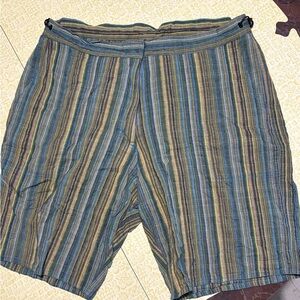 Vintage Green and Blue Hybrid Shorts with Striped Pattern